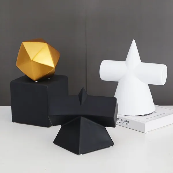Irregular Pentagon Glod White Black Cube Geometry Abstract Decor Modern Simple Decoration photo-2