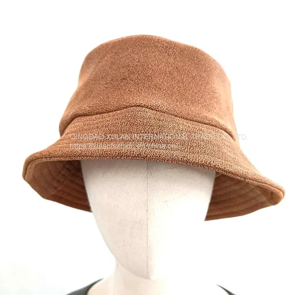 Women's Genuine Suede Leather Print Bucket Hat