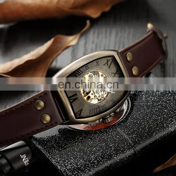 SHENHUA 9868 Simple Sports Automatic Mechanical Watch Leather Strap Analog Display Luxury Watches Men photo-3