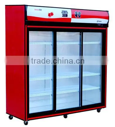3 Glass Sliding Door Vertical Display Cooler-LC-1800 Lower Compressor
