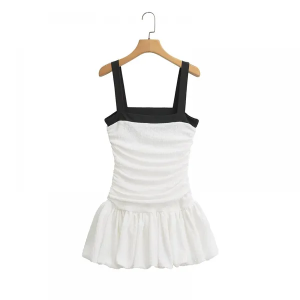2025 Spring New European and American Wind Ball Version Texture Slimming Strap Dress for Women photo-2