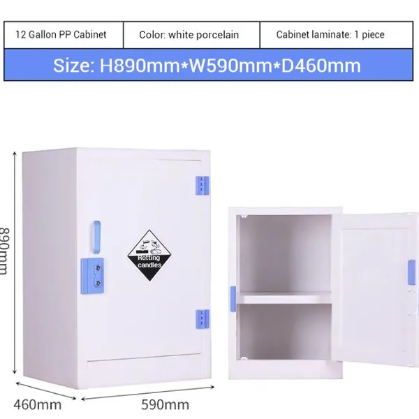 Professional Lab PP Acid Cabinet With Anti-Corrosion Markings and Ventilation System, Standard Compliant Polypropylene Chemical Safety Locker photo-4