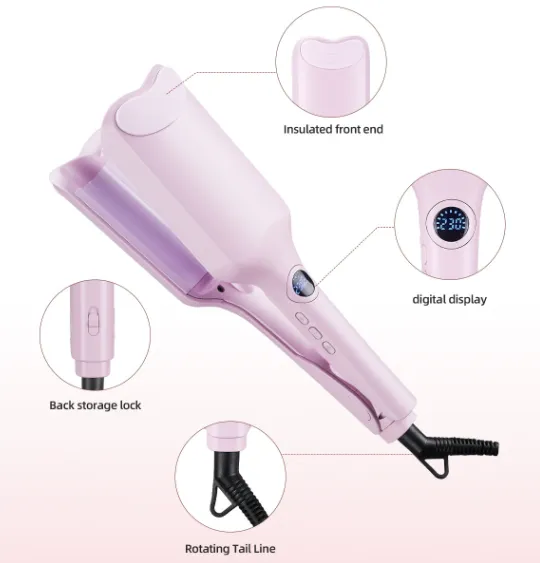 Hot Selling Chicken Rolls Curler/multi Gear Temperature Regulating Big Wave Water Corrugated Two Tube Curling Stick（Wechat:13510231336） photo-3