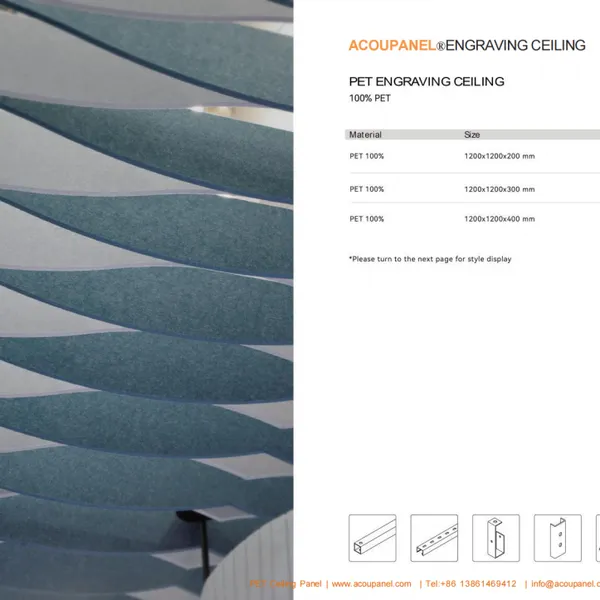 Customize Design PET Acoustic Ceiling Tile Soundproof Panel Fire Retardant NRC 0.85 photo-2