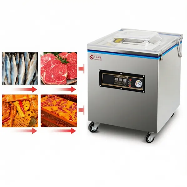 Semi-automatic Vacuum Sealing Machine for Foods Chicken Duck Vegetables Meat Pork Packaging Machine photo-2