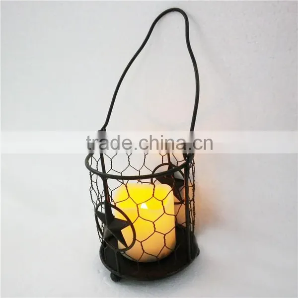 Iron Holiday Candle Lantern,electric Candlestick,polished Brass Holder