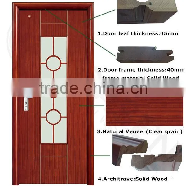 Popular Design Teak Wood Interior Office Doors With Windows photo-3