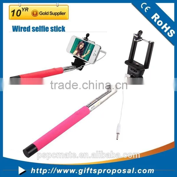 Extendable Handheld Selfie Stick With Cable Wired Remote Shutter Selfie Stick Telescopic Holder Different Color for Choice photo-4