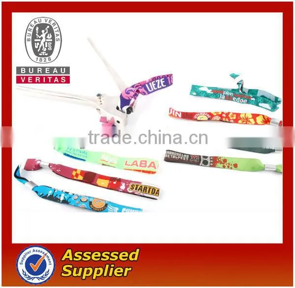 2013 Festival Woven Wristband With Metal Tube & Plastic Uni-directly Buckle