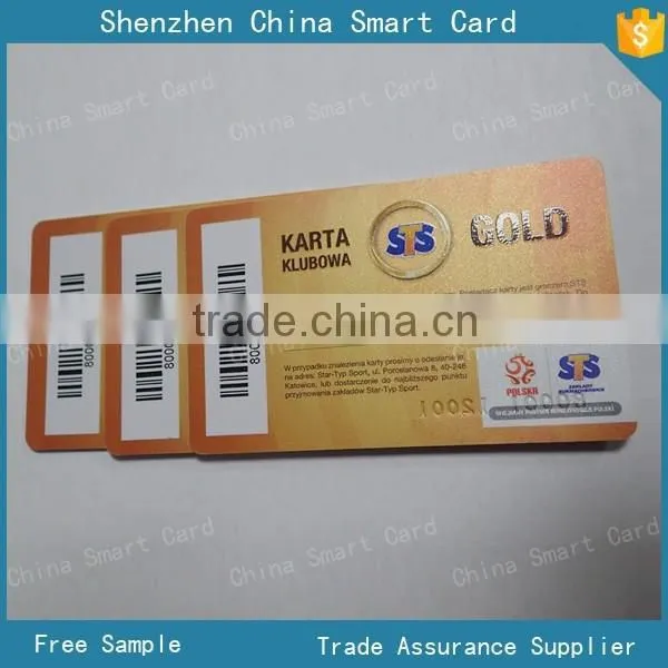Standard Size Glossy Surface Offset Printing and Gold Printing Pvc Card With Gold Embossing Number and Barcode Number photo-2