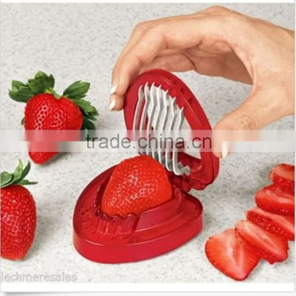 1pcs 2015 Strawberries Cut Fruit Knife SIMPLY SLICE STAINLESS STEEL BLADE STRAWBERRY SLICER DESSERTS