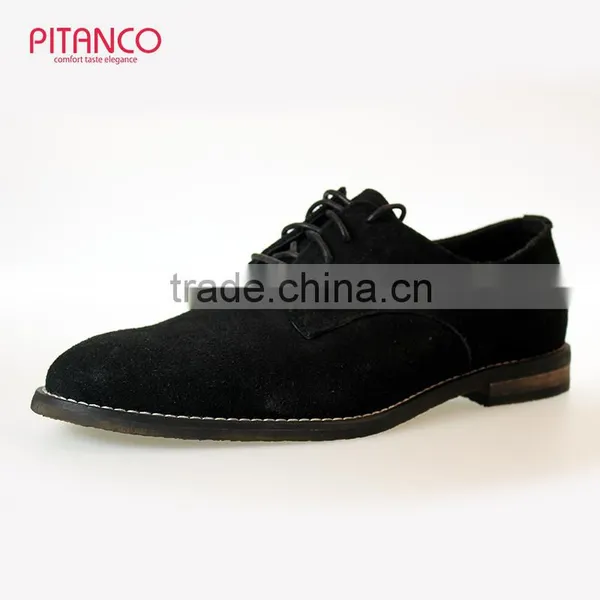 Black Swede Leather Lace-up Mens Derby Shoes