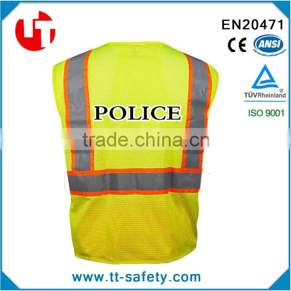 European-American Style High Visibility Fluorescence Public Police Warning Reflective Vest Jacket photo-2