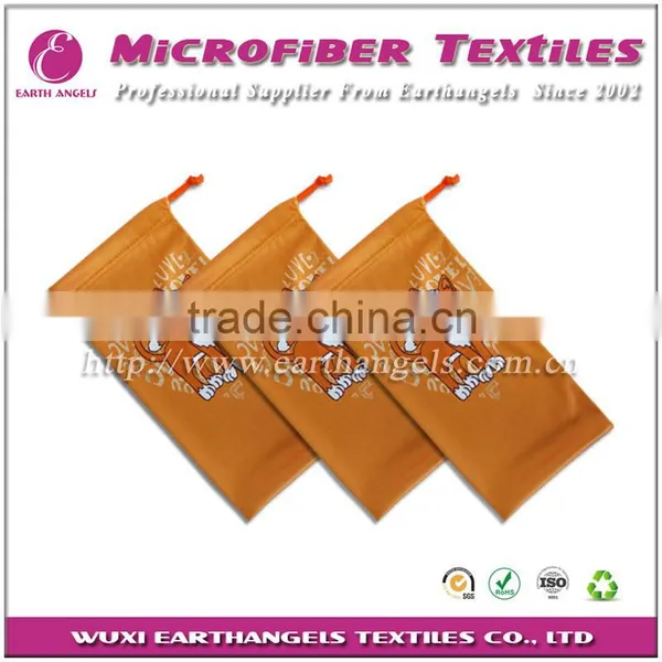 Embossed Printed Microfiber Glasses Cloth Bags, Microfiber Glasses Bags