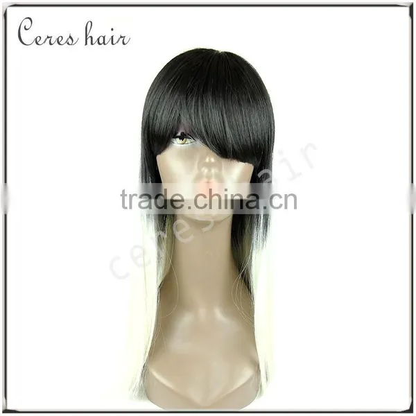 Dark Root White Ombre Wig Synthetic Hair Japanese High Temperature Fiber Synthetic Wig Straight Long Wig photo-2