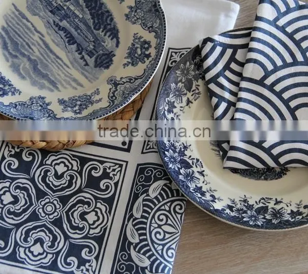 Blue and White Porcelain Tea Towels-Printed Dish Towels-Kitchen Towels