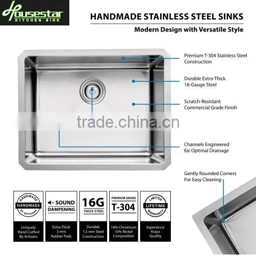 New Premium Undermount Single Bowl Handmade Kitchen Sink With CUPC Approval photo-2