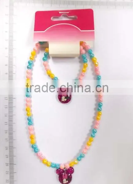 Lovely Children Multicolor Beaded Necklace Bracelet Set With Cartoon Images Pendant photo-4