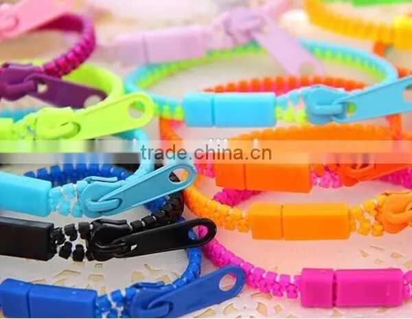 Trendy Rainbow Color Zipper Bracelet Fluorescent Neon Bracelet photo-2