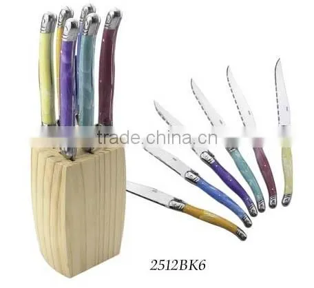 "Laguiole" 6pcs steak knives in wooden block set 2512BK6