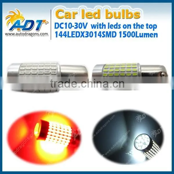 1156 144W Car Smd Led Bulb 3014 Smd Ba15s Car Led Bulb With Lens Super White photo-4