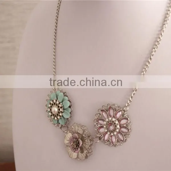 White Gold Plated Fashion Flower Jewelry Necklace, Crystal Necklaces Jewelry photo-6