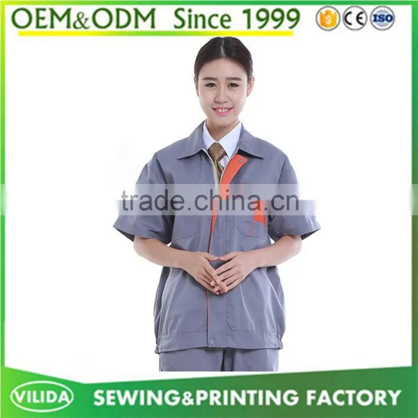 Hot Selling 100% Polyester Short Sleeves Durable Construction Worker Uniform photo-3