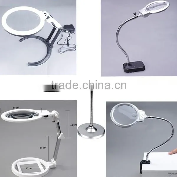 Portable 2X LED Goose Neck 20X Stand Floor Stand Magnifier Lamp Vertical photo-4