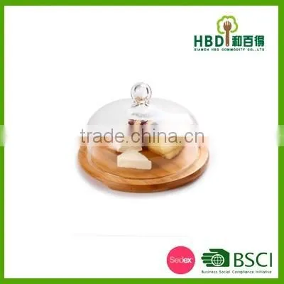 Hot Selling Glass Cheese Dome With Bamboo Base/glass Dome With Bamboo Base photo-2