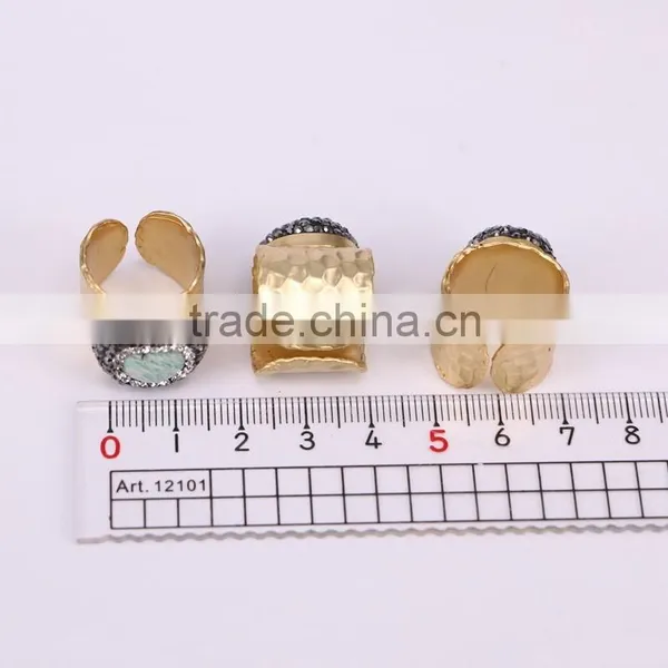 Natural Amazon Gold Plated Druzy Ring, Gold Plated Metal Brass Gemstone Druzy Ring, Fashion Stone Jewelry Druzy Stone Ring photo-3