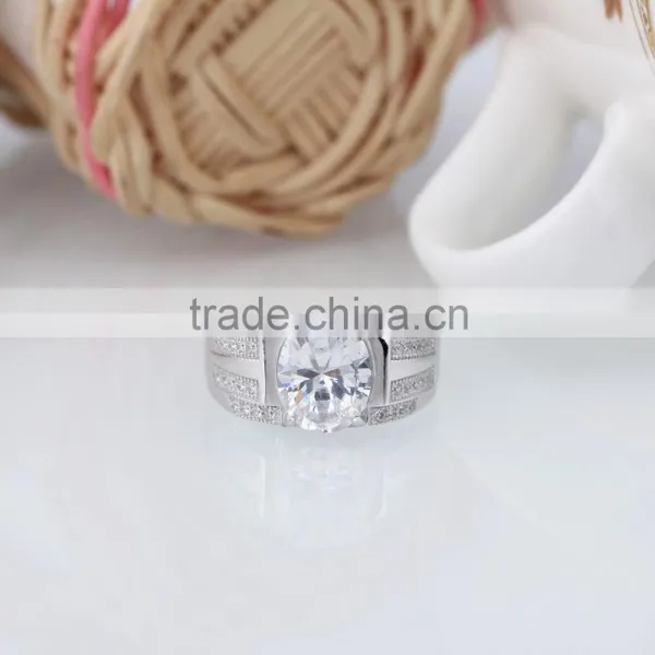 925 Sterling Silver Wide Band Dome Pave Setting Ring photo-3
