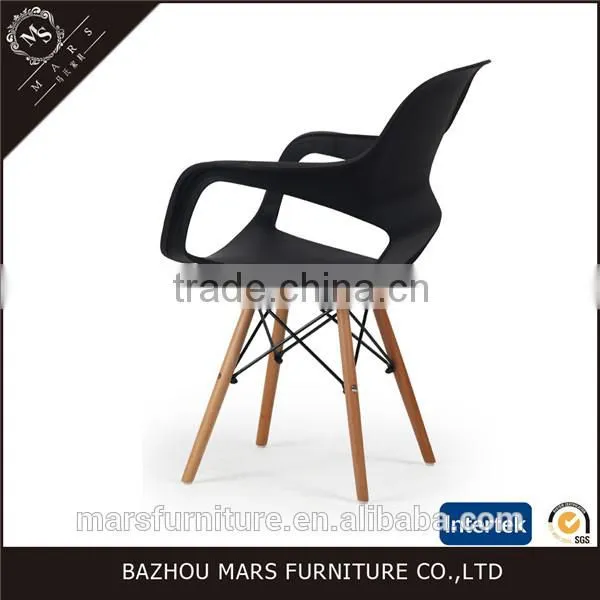 Cheap Wood Leg Plastic Chairs for Restaurant Cafe photo-4