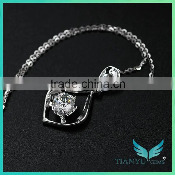 18k White Gold Necklace 7mm Equals Moissanite Net Moissanite Pendant photo-6