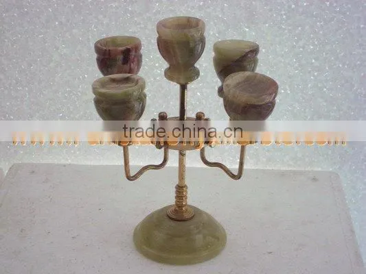 NATURAL 2017 New Items ONYX CANDLE HOLDERS STANDS BRASS WORK photo-4