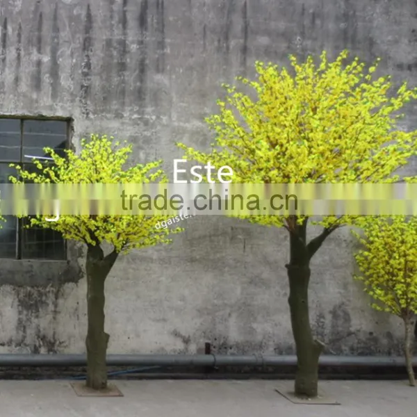 Atificial Golden Peach Blossom Flower Tree for Home Decoration Fiberglass Trunk photo-2