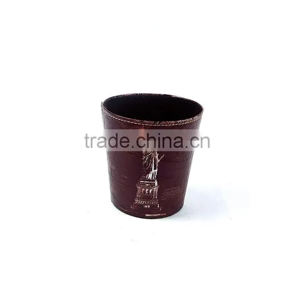 Newest The Statue Print Waste Bin Faux Leather Open Top Trash Can photo-2