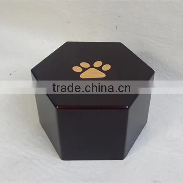 Hexagon Wood Paw Print Pet Urns photo-2