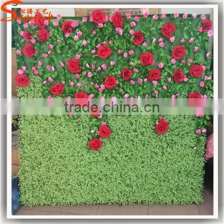 Latest Design Hotel Lobby Roses Flowers Vertical Green Plant Wall Artificial Flowers Wall photo-3
