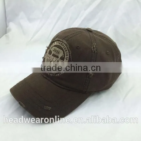 Custom Washed Distressed Leisure Baseball Caps With Embroidery Patch photo-2