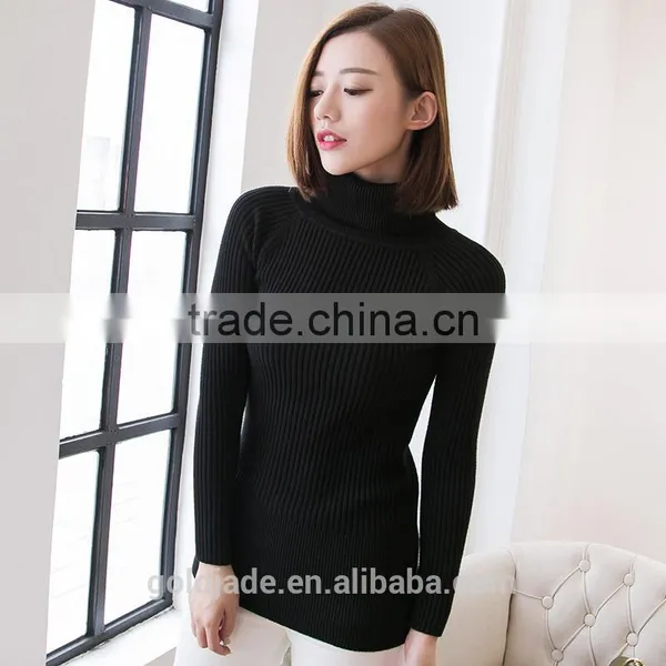 Slim Fit Soft Hand Feel Long Sleeve Knitted Pullover Wool High Neck Sweater for Women photo-4