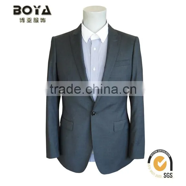2015 New Arrival TR Grey Fabric Jacket & Blazer for Mens With Notch Lapel Men Blazer Suit