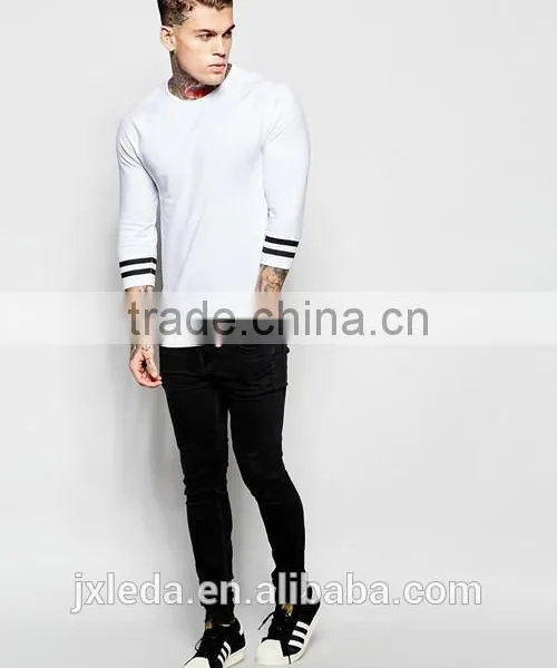 New Customize Summer White Varsity Sleeve 3/4 Sleeve Muscle T-shirt Men photo-4