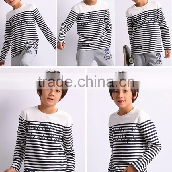 Kids Boys Round Collar Stripe High Quality Tshirt photo-3