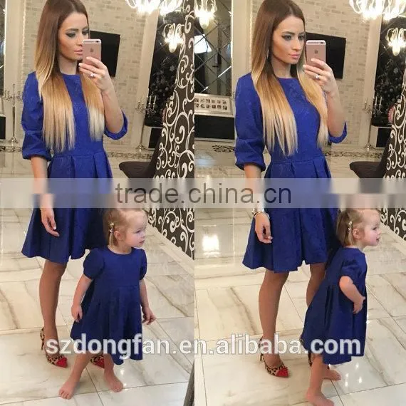Pastel Pink/ Blue Family Outfits Mother And Daughter Dress Child Dress photo-3