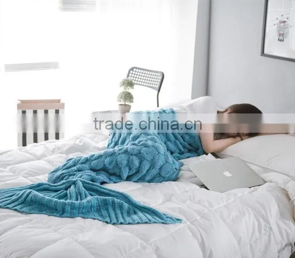 Customs Knitted Scales Mermaid Blanket Adult Mermaid Tail Blanket 90*190cm photo-4