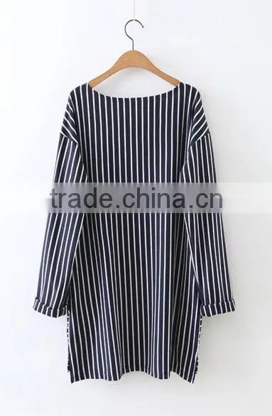 Runwaylover EY2370B Long Style 2017 Ladies Fashion Stripe Loose Blouse photo-6