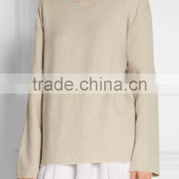 Crew Neck Oversized Sweater Designs for Women With Embroidery Detail on the Neck photo-2
