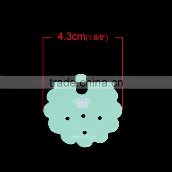 Paper Jewelry Display Card Flower Light Green Crown Pattern 4.3cm(1 6/8") x 4.3cm(1 6/8"), 1 Piece photo-2