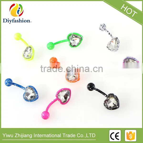 Fluorescence Surgical Trendy Stainless Steel Heart Shape Belly Buttoning Sexy Body Piercing Jewelry photo-3