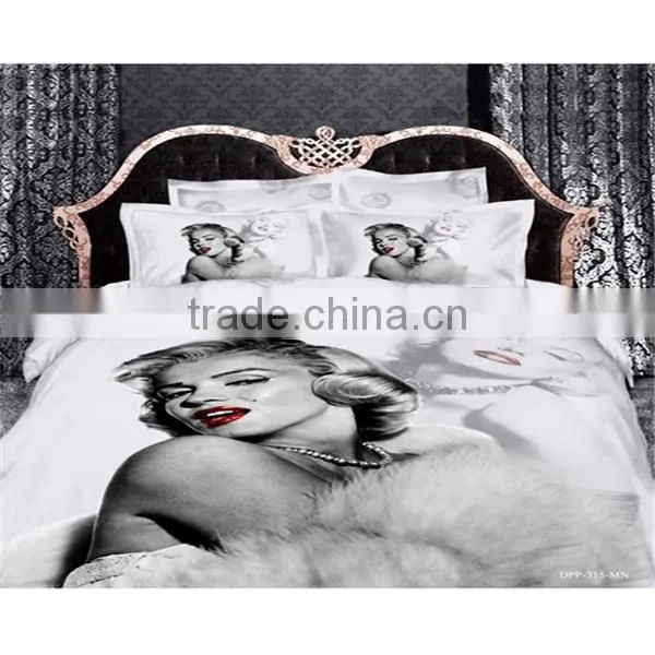 2016 New Style 13372 40*40s Reactive Printed Big 3D Rose Bedding Sets photo-3